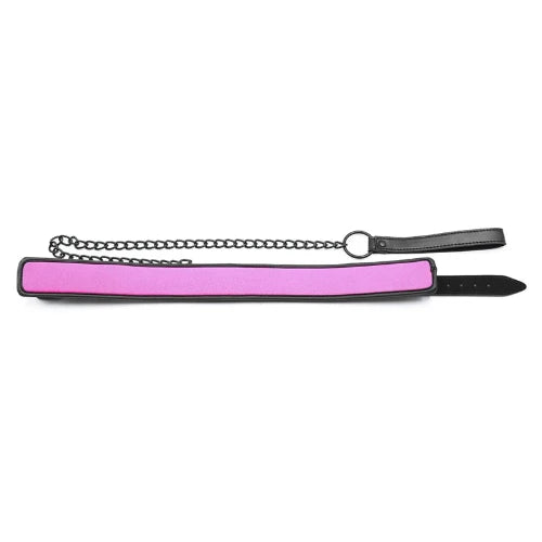 "Leather Slave BDSM Collar with Leash" - Adult Sex/Bondage - Neck Restraint/Cuffs/Fetish Collar - Erotic Sex Toys for Couples - Collar view