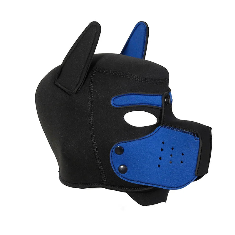 Fashion Unisex Sexy Costumes Latex Open Mouth Dog Headgear Halloween Pupply Play Party Couples Games Full Face Fetish Masks Hood