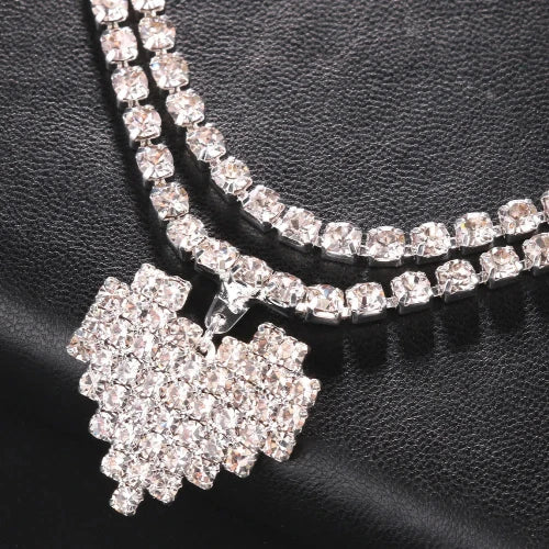 Double Layer "Heart" Waist Body Chain Belt for Women - Luxury Sexy Crystal Jewellery for Nightclubs/Dances - Close-up View