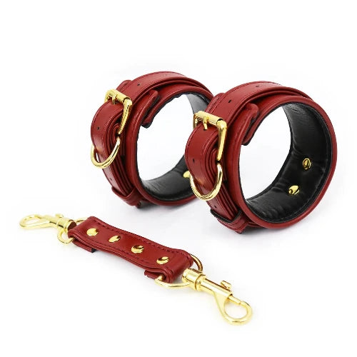 BDSM/Adult Games/Bondage - Wrist or Ankle Cuffs/Restraints - Bondage, Erotic Sex Toys - Red version
