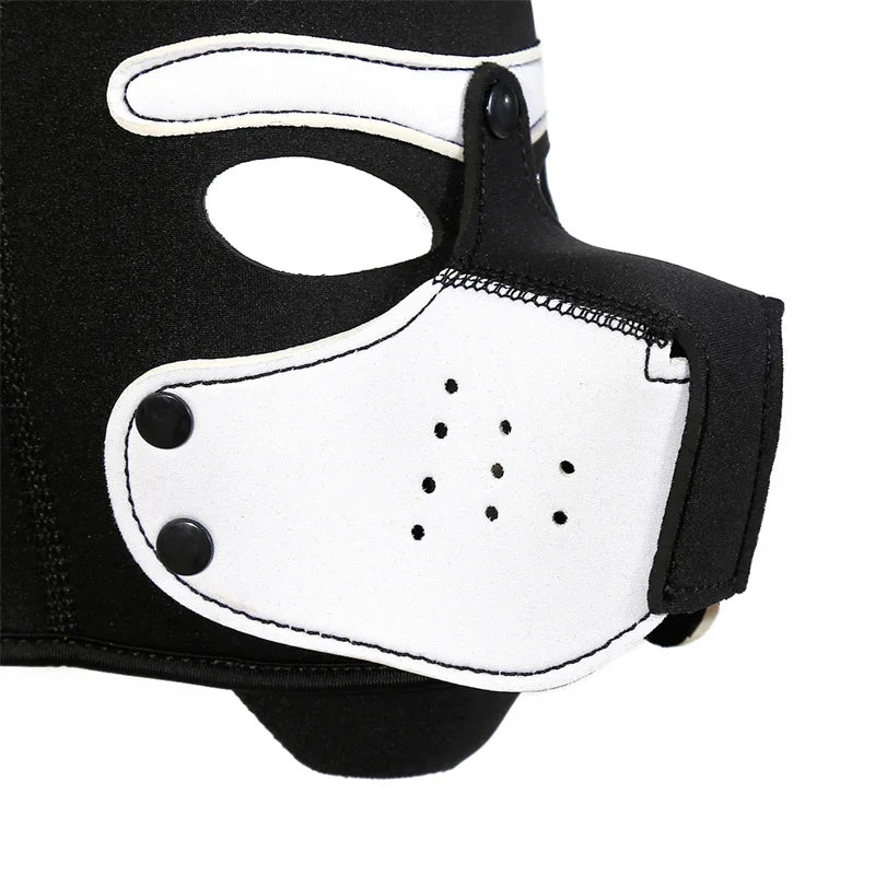 Fashion Unisex Sexy Costumes Latex Open Mouth Dog Headgear Halloween Pupply Play Party Couples Games Full Face Fetish Masks Hood