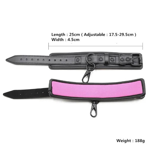 50810962608468 - "Leather Slave BDSM Collar with Leash" - Adult Sex/Bondage - Neck Restraint/Cuffs/Fetish Collar - Erotic Sex Toys for Couples - Cuff Details