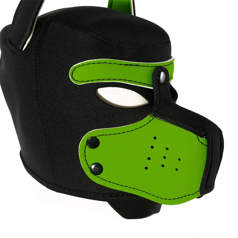 Fashion Unisex Sexy Costumes Latex Open Mouth Dog Headgear Halloween Pupply Play Party Couples Games Full Face Fetish Masks Hood