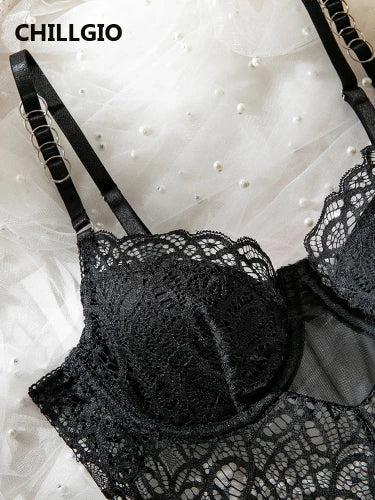 Chillgio Luxury Lacy Strappy Bodysuit - Cup and Strap Details