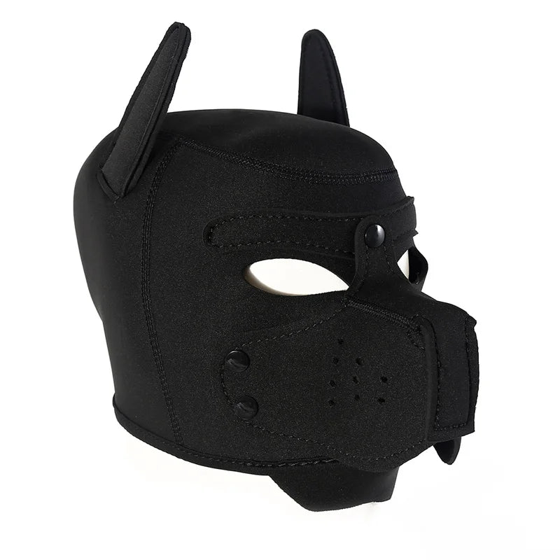 Fashion Unisex Sexy Costumes Latex Open Mouth Dog Headgear Halloween Pupply Play Party Couples Games Full Face Fetish Masks Hood