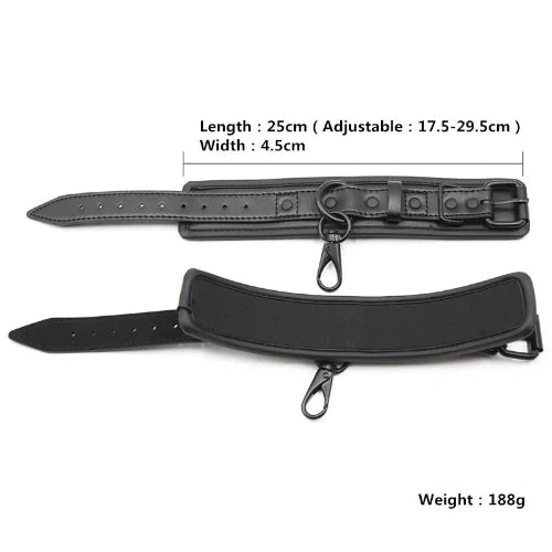 50810962641236 - "Leather Slave BDSM Collar with Leash" - Adult Sex/Bondage - Neck Restraint/Cuffs/Fetish Collar - Erotic Sex Toys for Couples - Cuff Details