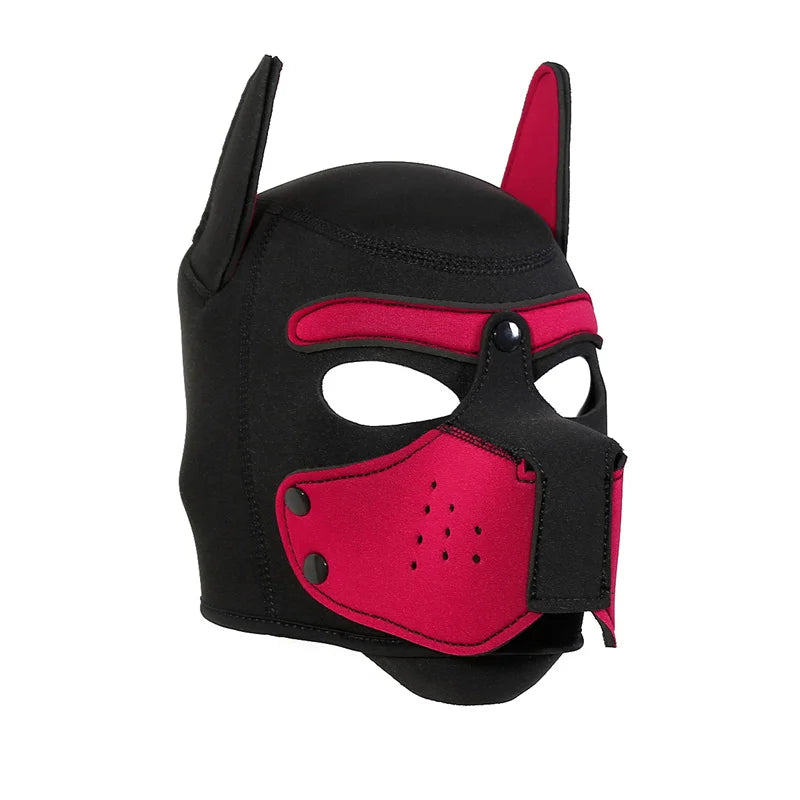 Fashion Unisex Sexy Costumes Latex Open Mouth Dog Headgear Halloween Pupply Play Party Couples Games Full Face Fetish Masks Hood