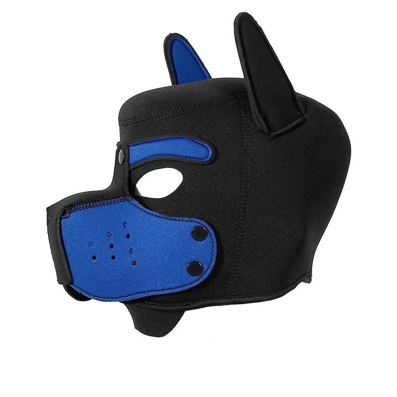 Fashion Unisex Sexy Costumes Latex Open Mouth Dog Headgear Halloween Pupply Play Party Couples Games Full Face Fetish Masks Hood
