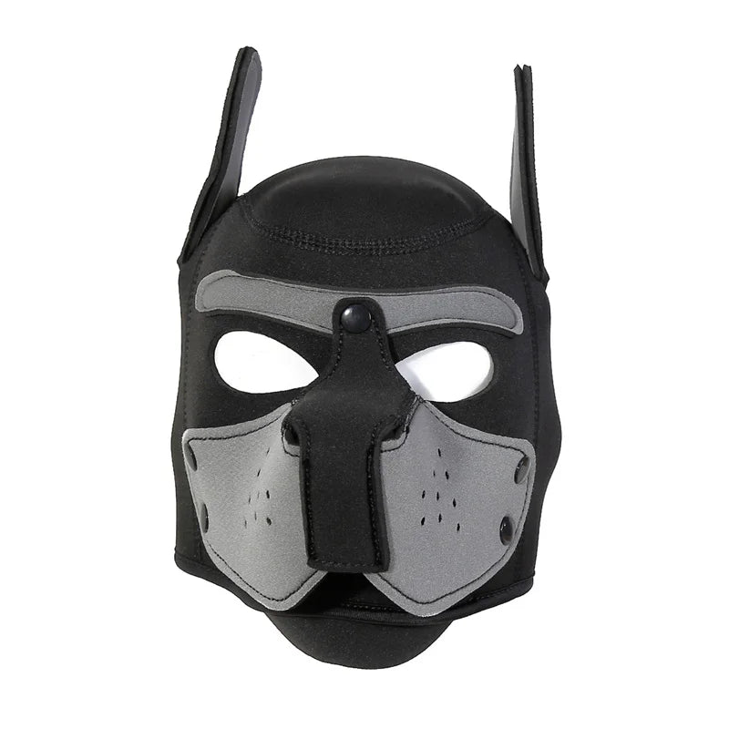 Fashion Unisex Sexy Costumes Latex Open Mouth Dog Headgear Halloween Pupply Play Party Couples Games Full Face Fetish Masks Hood
