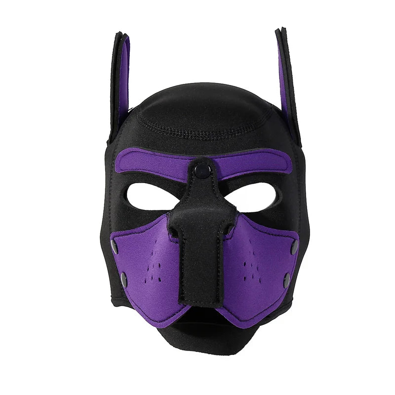Fashion Unisex Sexy Costumes Latex Open Mouth Dog Headgear Halloween Pupply Play Party Couples Games Full Face Fetish Masks Hood