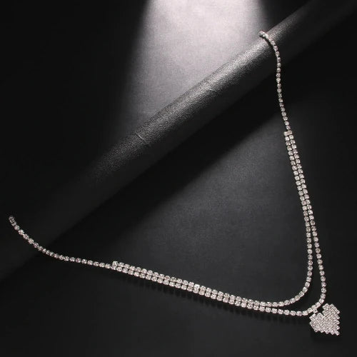 Double Layer "Heart" Waist Body Chain Belt for Women - Luxury Sexy Crystal Jewellery for Nightclubs/Dances - Detail