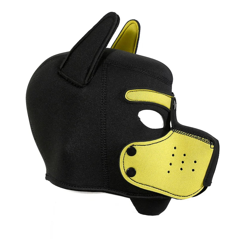 Fashion Unisex Sexy Costumes Latex Open Mouth Dog Headgear Halloween Pupply Play Party Couples Games Full Face Fetish Masks Hood
