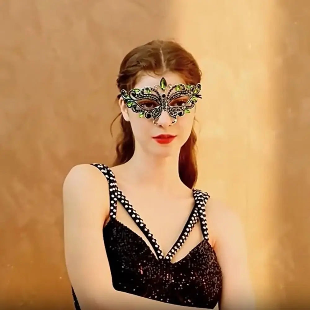 Veil Rhinestone Mask Full Face Face Chain Masquerade Mask Carnival Costume Props Tassel Facial Jewelry Accessories Photo Prop