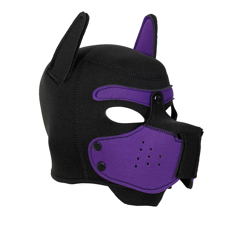 Fashion Unisex Sexy Costumes Latex Open Mouth Dog Headgear Halloween Pupply Play Party Couples Games Full Face Fetish Masks Hood