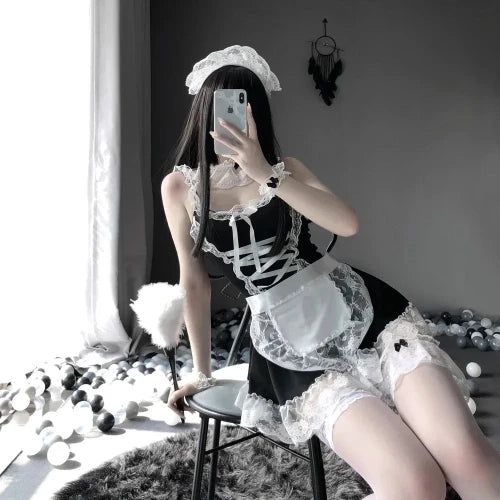"Lolita Maid's Costume/Dress" Sexy Lingerie/Clothing + Apron With Panties, Exotic Costume  - Front View