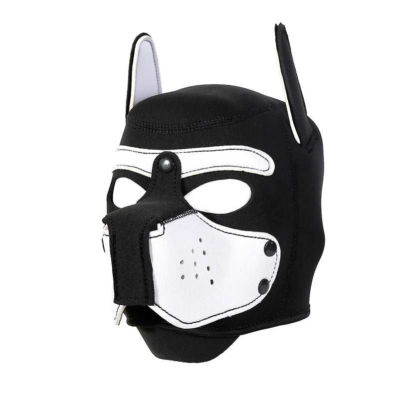 Fashion Unisex Sexy Costumes Latex Open Mouth Dog Headgear Halloween Pupply Play Party Couples Games Full Face Fetish Masks Hood