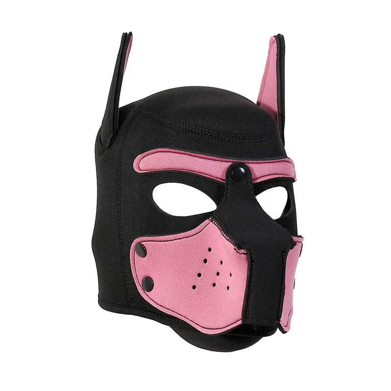 Fashion Unisex Sexy Costumes Latex Open Mouth Dog Headgear Halloween Pupply Play Party Couples Games Full Face Fetish Masks Hood