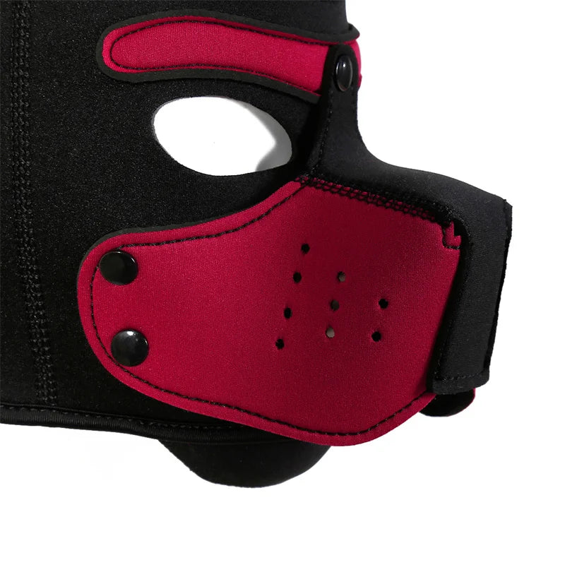Fashion Unisex Sexy Costumes Latex Open Mouth Dog Headgear Halloween Pupply Play Party Couples Games Full Face Fetish Masks Hood