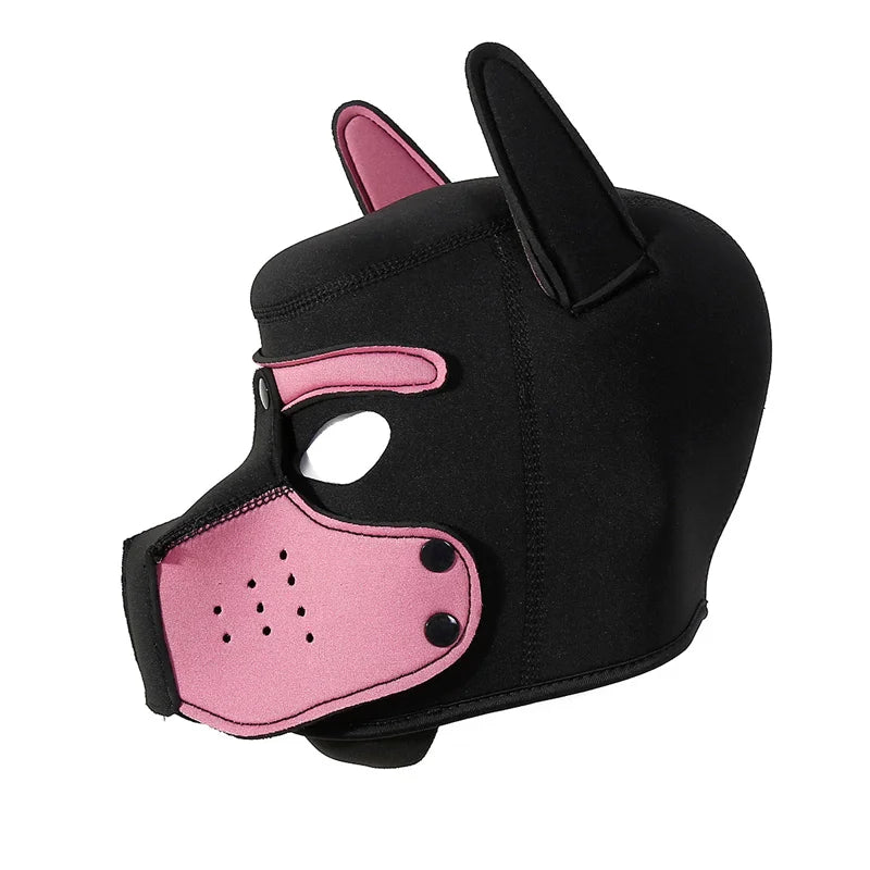 Fashion Unisex Sexy Costumes Latex Open Mouth Dog Headgear Halloween Pupply Play Party Couples Games Full Face Fetish Masks Hood