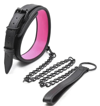 50810962674004 - "Leather Slave BDSM Collar with Leash" - Adult Sex/Bondage - Neck Restraint/Cuffs/Fetish Collar - Erotic Sex Toys for Couples - Collar + Leash