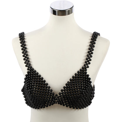 Pearl Body Chain Sexy Women Beaded Overlay Cover Up Top Bra Beach Jewelry Costume Statement Chunky Beads Shoulder Accessories