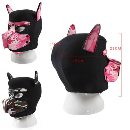 Fashion Unisex Sexy Costumes Latex Open Mouth Dog Headgear Halloween Pupply Play Party Couples Games Full Face Fetish Masks Hood