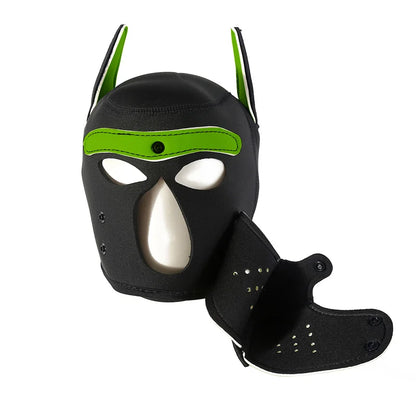 Fashion Unisex Sexy Costumes Latex Open Mouth Dog Headgear Halloween Pupply Play Party Couples Games Full Face Fetish Masks Hood