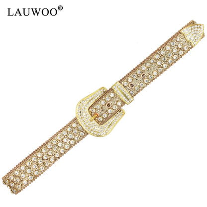 Luxury Crystal Studded Rhinestone Belts with Pin Buckle for Women - Beautiful!