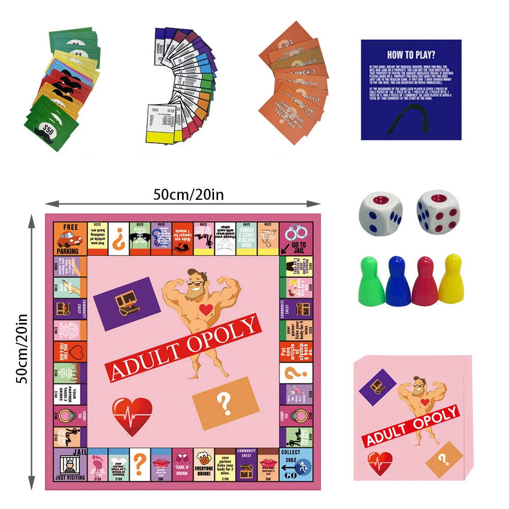 ADULTOPOLY Board Game for Couples -  Adult Sexy Board Game  - Adult Entertainment - Portable Game